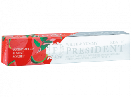 Зубная паста White & Yummy Арбузно-мятный сорбет 75г (PresiDENT)